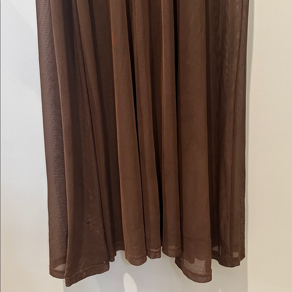 Sheer Ruched Maxi Dress in Chocolate Brown - Picture 15 of 15